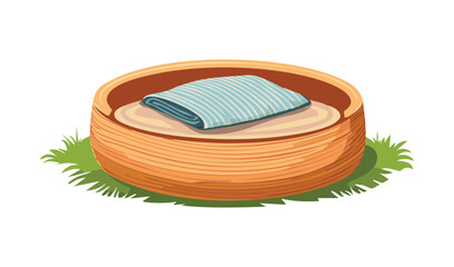 Simple Pet Bed with Blue Blanket