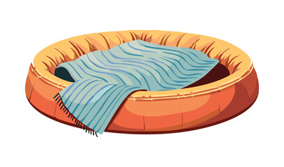 Orange Pet Bed with Blue Blanket
