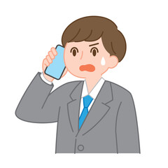 問題発生に驚くサラリーマン/Surprised businessman on a phone call