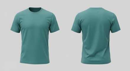 Teal Men's T-Shirt Mockup - Front and Back View