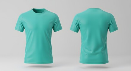 Teal Short-Sleeve T-Shirt Mockup - Front and Back View