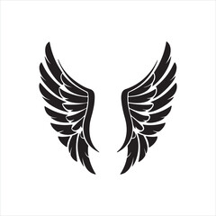 Black Angel Wings Silhouette Vector