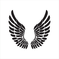 Black Angel Wings Silhouette Vector