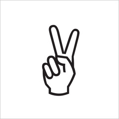 Peace Sign Hand Gesture Simple Line Art Illustration
