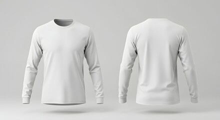 White Long Sleeve T-Shirt Mockup - Front and Back View