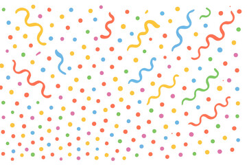 Festive background with falling confetti and streamers on a transparent background, perfect for celebrations and joyful events