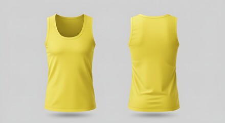 Yellow Sleeveless Shirt Mockup - Front and Back View