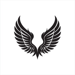 Black Angel Wings Silhouette Vector