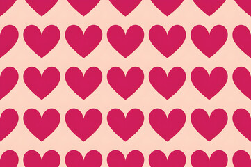 Seamless pattern of pink hearts on light pink background