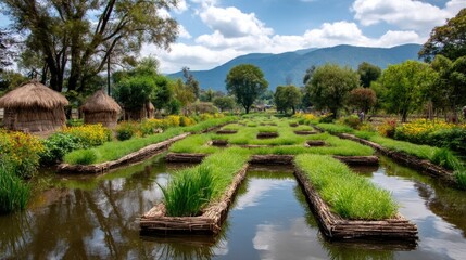 Fototapeta premium Aztec chinampa farming system