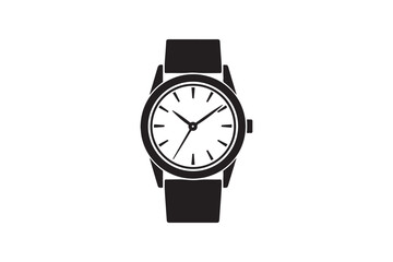 Classic watch silhouette vector art illustration on white background