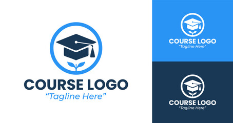 Custom Course Logos with Graduation Caps and Digital Learning Emblems