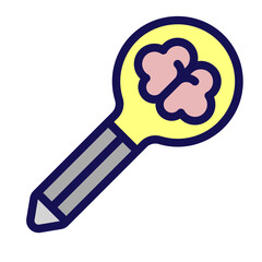 Pencil brain Flat Icon