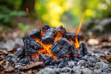 Campfire Embers Glow Softly in the Quiet Woods