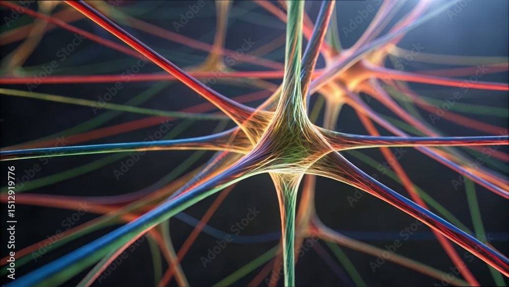 Aufkleber colorful neural network connections in brain lobes visualization