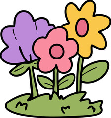 Cartoon, garden, gardening, trees and flowers, element, cute picture, illustration