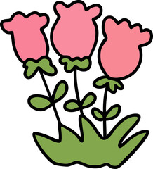 Cartoon, garden, gardening, trees and flowers, element, cute picture, illustration