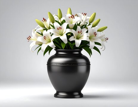 White lilies in a black vase (1)