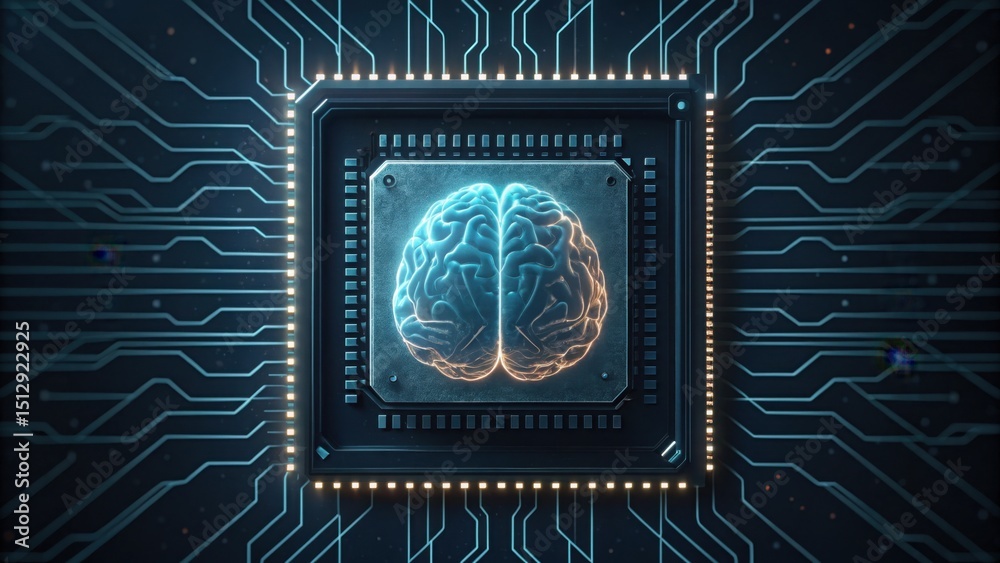 Aufkleber brain simulation with firing neurons in a digital environment