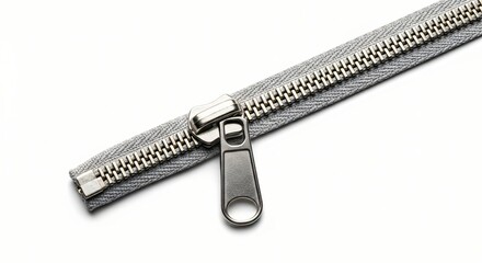 Obraz premium High-Resolution Close-Up of a Closed Silver Metal Zipper Texture, Detail, and Design Elements for Industrial and Fashion Applications