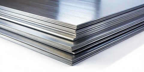 Stainless Steel Sheets Stack Macro Photography, Close Up, Industrial
