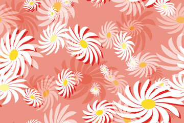 Seamless summer floral pattern with daisy blooms and white petals, a beautiful nature-inspired illustration for your spring design