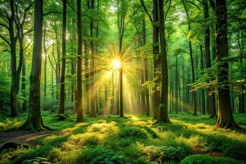 Obraz premium Stunning Green Forest Landscape - Rule of Thirds Composition