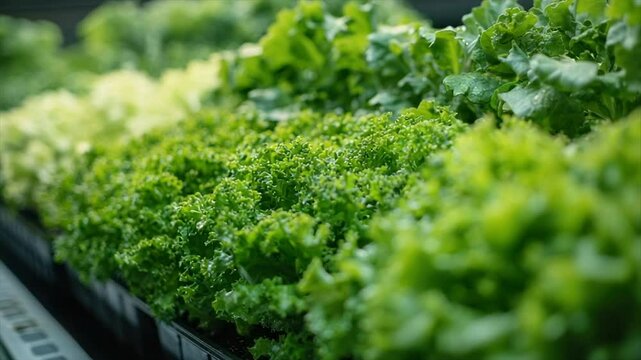 Fresh, vibrant greens displayed in rows