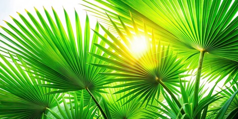 Obraz premium Sunlight Through Palm Leaves - Food Photography Background