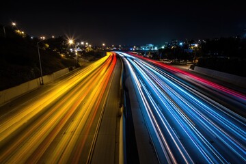 Highway at Night A Colorful Blur of Motion