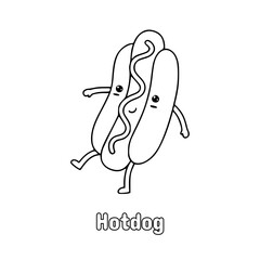 cartoon illustration of a hotdog