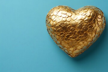 Gold heart on teal background