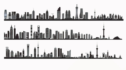 Fototapeta premium Modern City skyline . city silhouette. vector illustration , black silhouettes isolated on white background