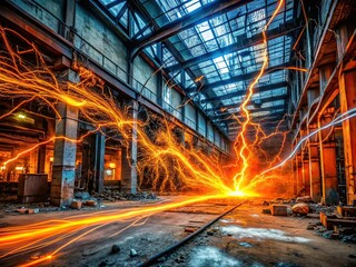 Urban Exploration: Electric Orange Sparks Abstract