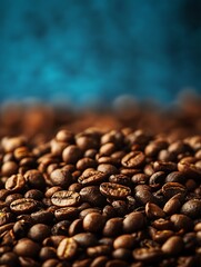 Roasted coffee beans close-up