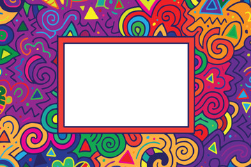 A colorful abstract doodle vector frame with playful, hand drawn elements, perfect for creative projects, invitations, or artistic digital designs.