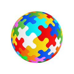 Colorful globe puzzle stock vector isolated on white background.