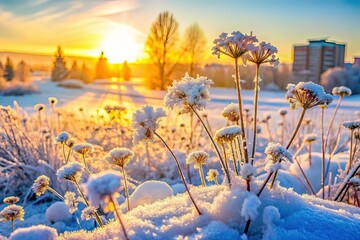 Winter Wonderland: Frozen Flowers & Grass