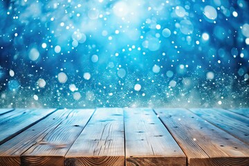 Winter Wonderland Tabletop, Snowfall, Bokeh, Blue & White
