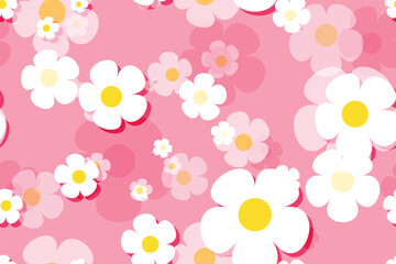 Seamless floral pattern with daisies and camomiles in a decorative summer design
