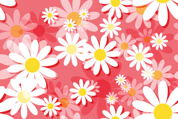 Seamless floral pattern with daisies and camomiles in a decorative summer design