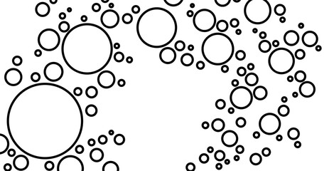 Black and white composition with circles of different sizes. Minimalism in graphic execution. Classic geometric pattern: empty circles of different sizes on a white background