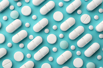 pills on white background