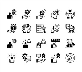 Customer assessment icon collection set. Containing service, feedback, satisfaction, survey, evaluation, quality, experience icon. Simple flat vector illustration.	