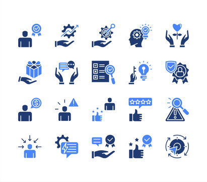 Customer assessment icon collection set. Containing service, feedback, satisfaction, survey, evaluation, quality, experience icon. Simple flat vector illustration.	