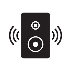 Black Silhouette Speaker with Sound Waves Icon

