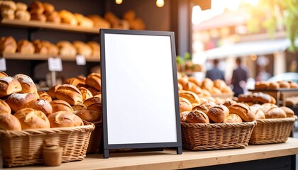 Bakery display with blank sign
