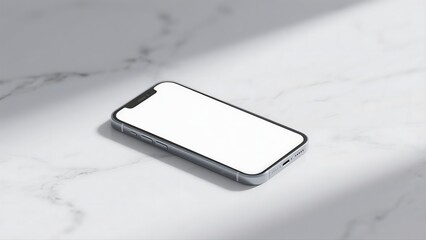 modern smartphone placed on a white marble mockup