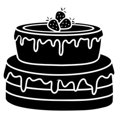 birthday cake with strawberry logo icon