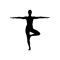 Yoga pose silhouette icon vector flat design on white background